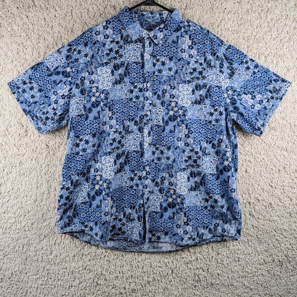 TUNEVUSE* Men's Short Sleeve Button Down Curved Hem Hawaiian Shirt~ Size XXL - Picture 11 of 13